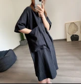 Keten Günlük Cep Detaylı Salaş Kadın Elbise thumbnail 3