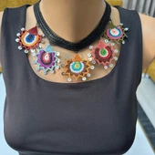El Yapımı Etnik Desenli Otantik Efe Oyası Kolye - 1