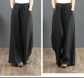 Keten Günlük Pantolon Beli Lastikli Bağcıklı - 3