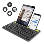 Chuwi Hi10 X Tablet 10.1" Uyumlu Kablosuz Bluetooth Şarj Edilebilir Tablet Telefon Standlı Klavye - Yeşil thumbnail 1