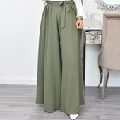 Keten Yazlık Günlük Kemerli Kadın Pantolon Şalvar - 2