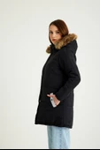 Kışlık Kürk Yaka Şişme Kadın Mont - 5
