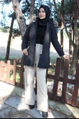 Kışlık Kürk Yaka Şişme Kadın Tesettür Mont - 2