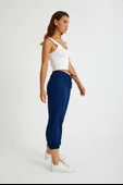 Keten Günlük Pantolon Beli Lastikli Bağcıklı - 2