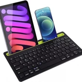 Apple iPad Air 5. Nesil 10.9" Uyumlu Kablosuz Bluetooth Şarj Edilebilir Tablet Telefon Standlı Klavye - Yeşil - 5