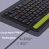 Lenovo Tab M10 TB-X505F 10.1" Uyumlu Kablosuz Bluetooth Şarj Edilebilir Tablet Telefon Standlı Klavye - Yeşil - 3