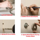 Metal Sağlam Aparat Vidalı Lavabo Banyo Wc Bez Havlu Çatal Askı Siyah Tuvalet Kağıtlık 3'lü Set - 5