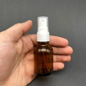 25 Ml Kahverengi Cam Şişe Beyaz Spreyli ,  25Cc Amber Spreyli Boş Şişe x 6 Adet thumbnail 1