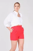 Kadın Bel Lastikli Pileli Şort Kırmızı thumbnail 2