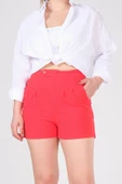 Kadın Bel Lastikli Pileli Şort Kırmızı thumbnail 6