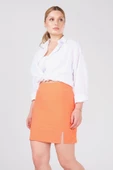 Kadın Astarlı Yan Yırtmaçlı Etek Turuncu - 4