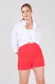 Kadın Bel Lastikli Pileli Şort Kırmızı thumbnail 1