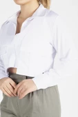 Kadın Crop Gömlek Beyaz - 6