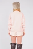 Kadın Nakış İşlemeli Oversize Kazak Pudra - 6