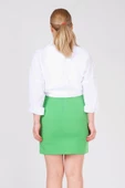 Kadın Astarlı Yan Yırtmaçlı Etek Yeşil - 6