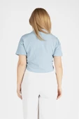 Kadın Kısa Kol Crop Gömlek Mavi - 5