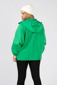 Kadın Paraşüt Kumaş Kapüşonlu Yağmuluk Yeşil thumbnail 6