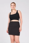 Kadın Astarlı Duz Mini Etek Siyah - 4
