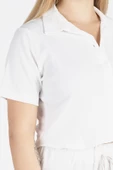 Kadın Kısa Kol Crop Gömlek Ekru - 6