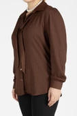 Kadın Bağlamalı Gömlek Kahverengi - 6