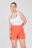Kadın Asimetrik Kesim Şort Etek Turuncu thumbnail 4
