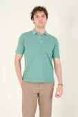 Erkek Desenli Cepli Polo Yaka T-Shirt Mint - 1