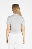 Kadın Kısa Kol Crop Gömlek Gri - 5