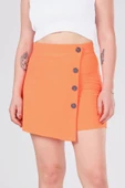 Kadın Düğme Detaylı Şort Etek Turuncu thumbnail 5