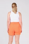 Kadın Düğme Detaylı Şort Etek Turuncu thumbnail 6