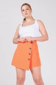 Kadın Düğme Detaylı Şort Etek Turuncu thumbnail 1