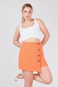Kadın Düğme Detaylı Şort Etek Turuncu thumbnail 3