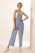 Kadın Askılı Tulum Mavi - 3