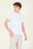 Erkek Sıfır Yaka Basic T-Shirt Beyaz - 2