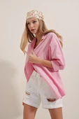 Kadın Oversize Gömlek Pembe - 2