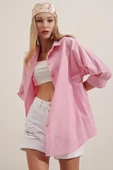 Kadın Oversize Gömlek Pembe - 1