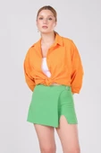 Kadın Bel Toka Detaylı Şort Etek Yeşil thumbnail 3