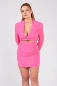 Kadın Pencere Detaylı Uzun Kol Elbise Pembe - 3