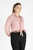 Kadın Bağlamalı Gömlek Gül - 3