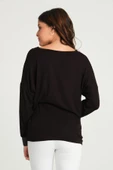 Kadın V Yaka Oversize Bluz Siyah - 4