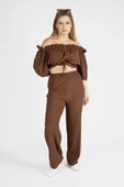 Kadın Bürümcük İkili Takım Kahverengi - 4