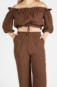Kadın Bürümcük İkili Takım Kahverengi - 6
