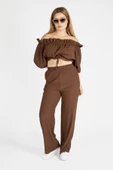 Kadın Bürümcük İkili Takım Kahverengi - 1