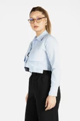 Kadın Crop Gömlek Mavi - 5