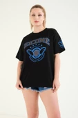 Kadın Baskılı Oversize T-Shirt Siyah - 5