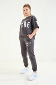Kadın Baskılı Oversize İkili Takım Antrasit - 3