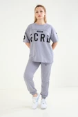 Kadın Baskılı Oversize İkili Takım Gri - 2
