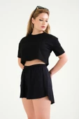 Kadın Crop T-Shirt Siyah - 2