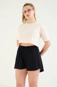 Kadın Crop T-Shirt Bej - 4