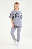 Kadın Baskılı Oversize İkili Takım Gri - 4