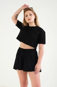Kadın Crop T-Shirt Siyah - 5